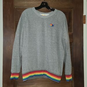 Aviator nation rainbow rib crew sweatshirt